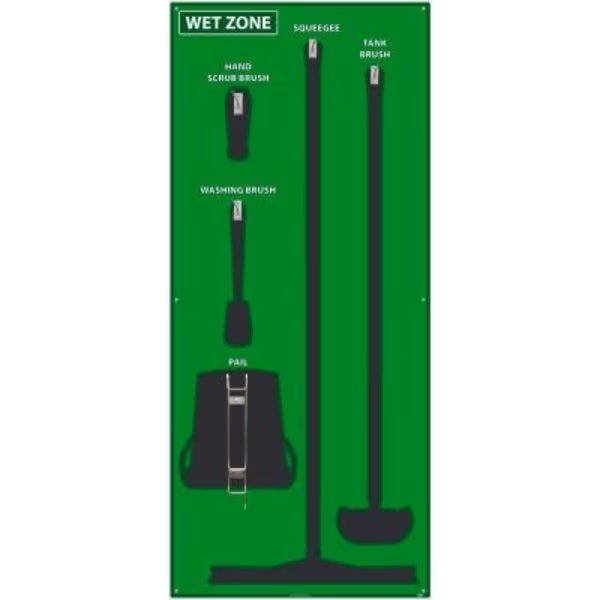 National Marker Wet Zone Shadow Board, Green/Black, 68 X 30, Pro Series Acrylic -, Nmc, Mfr#: SB120FG